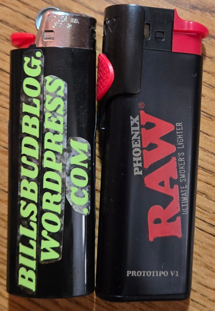RAW Phoenix lighter next to a BIC lighter