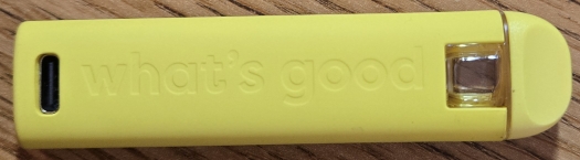 UB Good banana split disposable vape, back of unit with USB-C recharge port
